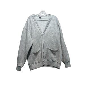 Yerzees Vintage Sporty Cardigan One Size Fits All S-XXL Gray Preppy Ivy League